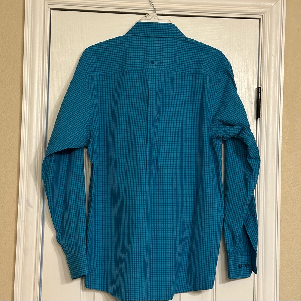 Ariat Pro Tech men’s. Small Teal Long Sleeve Button-Up Shirt - Picture 6 of 7